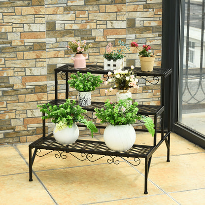 3 Tiers Metal Decorative Plant Stand, Black Plant Stands at Gallery Canada