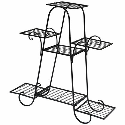7 Tier Metal Patio Plant Stand, Black