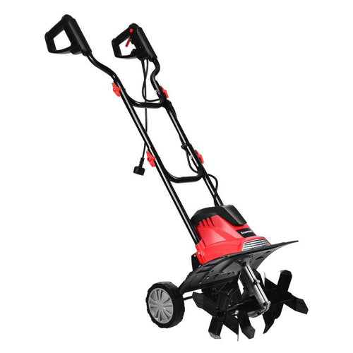 14-Inch 10 Amp Corded Electric Tiller and Cultivator 9-Inch Tilling Depth, Black & Red