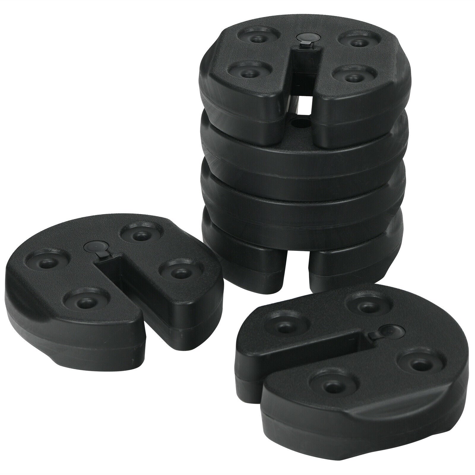 Set of 6 Canopy Weights 30lbs Weight Plate Kit with No-Pinch Design, Black Outdoor Umbrella Bases Black at Gallery Canada