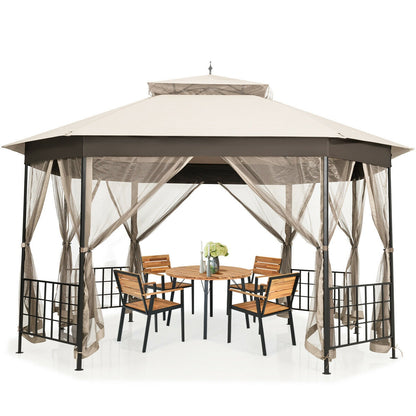 10’x 12’ Octagonal Patio Gazebo, Beige Gazebos at Gallery Canada