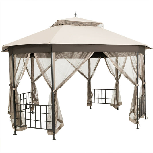 10'x12' Octagonal Patio Gazebo, Beige Gazebos Beige at Gallery Canada