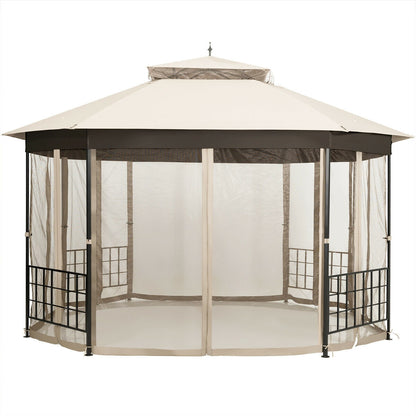 10’x 12’ Octagonal Patio Gazebo, Beige Gazebos at Gallery Canada