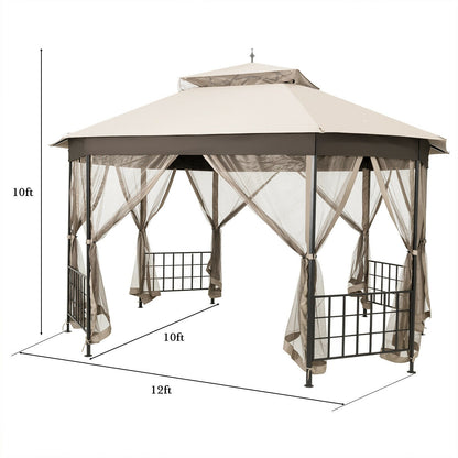 10’x 12’ Octagonal Patio Gazebo, Beige Gazebos at Gallery Canada