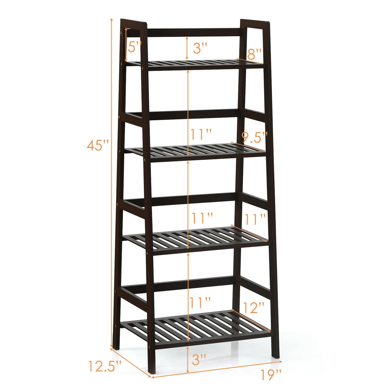 4-Tier Bamboo Plant Rack with Guardrails Stable and Space-Saving, Brown Bookcases at Gallery Canada