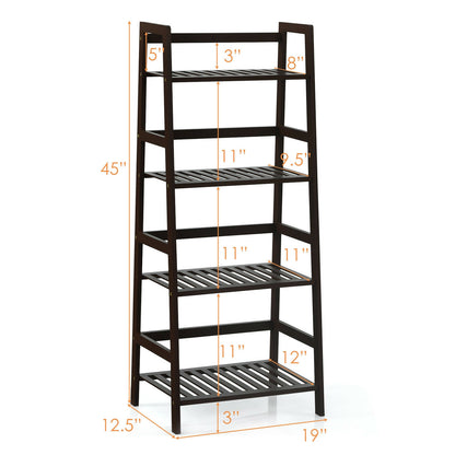 4-Tier Bamboo Plant Rack with Guardrails Stable and Space-Saving, Brown Bookcases at Gallery Canada