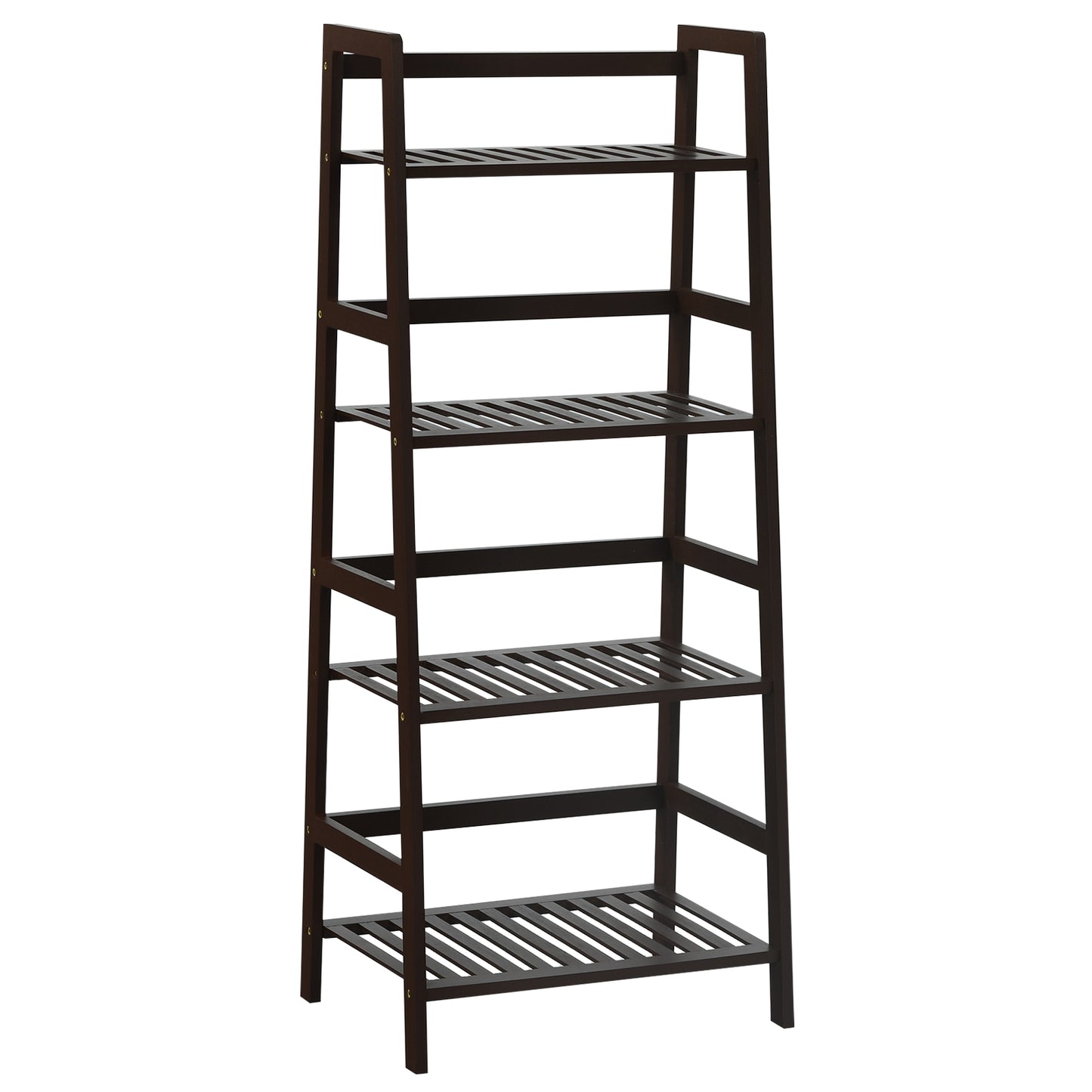4-Tier Bamboo Plant Rack with Guardrails Stable and Space-Saving, Brown Bookcases at Gallery Canada