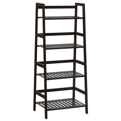 4-Tier Bamboo Plant Rack with Guardrails Stable and Space-Saving, Brown Bookcases at Gallery Canada