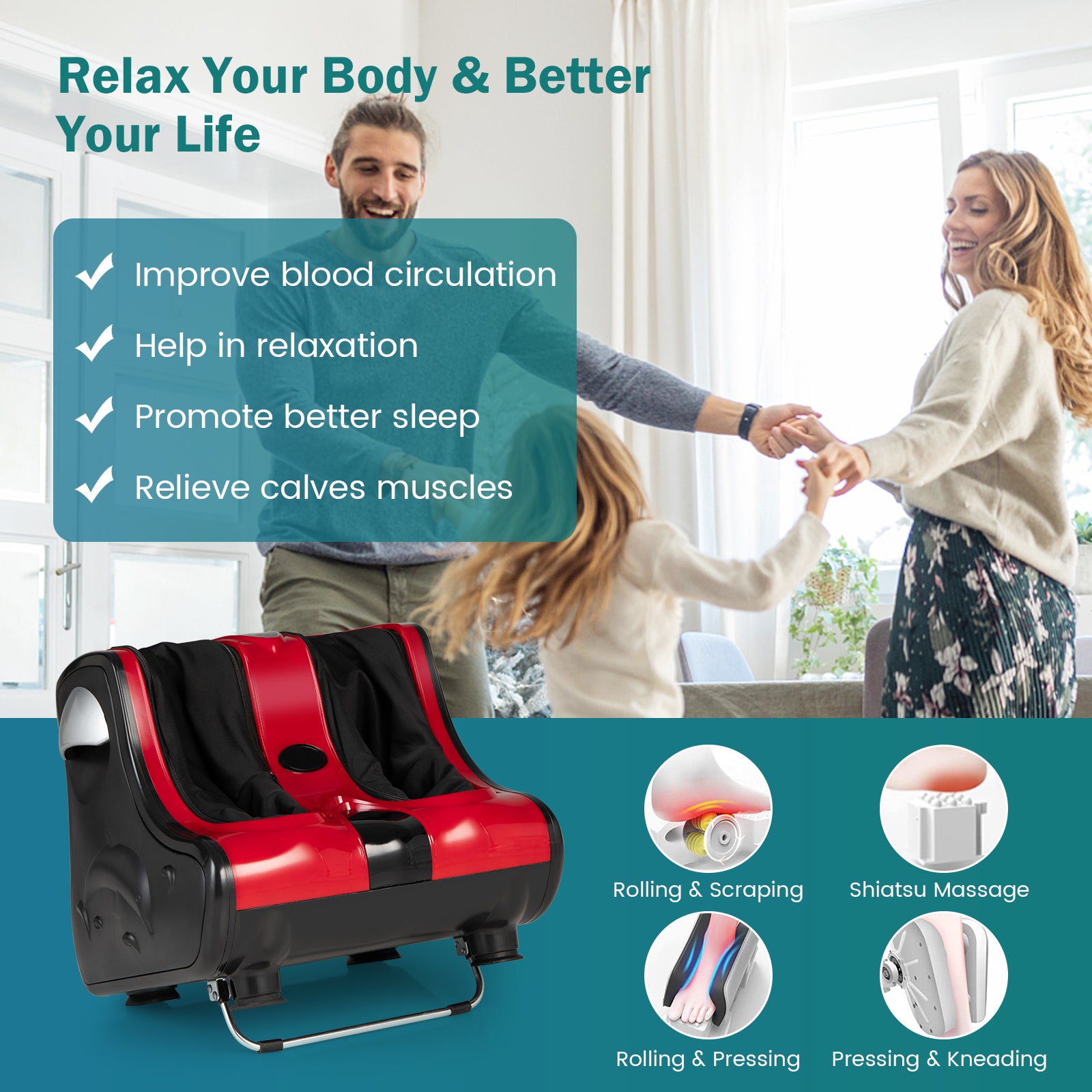 Shiatsu Kneading Rolling Vibration Heating Foot Massager, Red Foot Massager at Gallery Canada