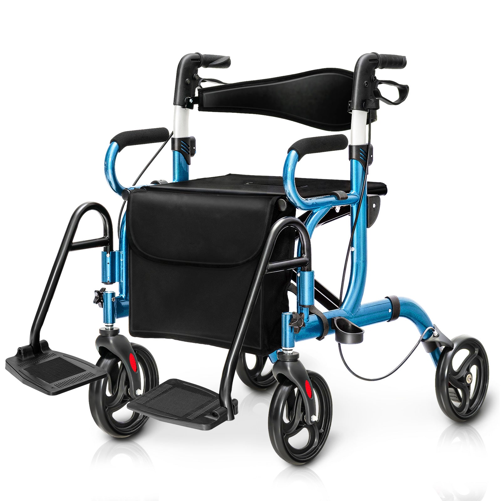 Folding Rollator Walker, 8-Inch Wheels With Seat, Navy Walkers & Rollators Navy at Gallery Canada