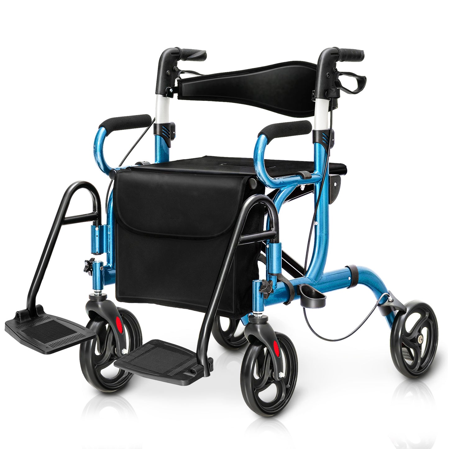 Folding Rollator Walker, 8-Inch Wheels With Seat, Navy Walkers & Rollators Navy at Gallery Canada