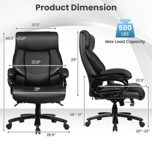 Big and Tall 400 Pounds PU Leather Massage Office Chair, Black - Gallery Canada