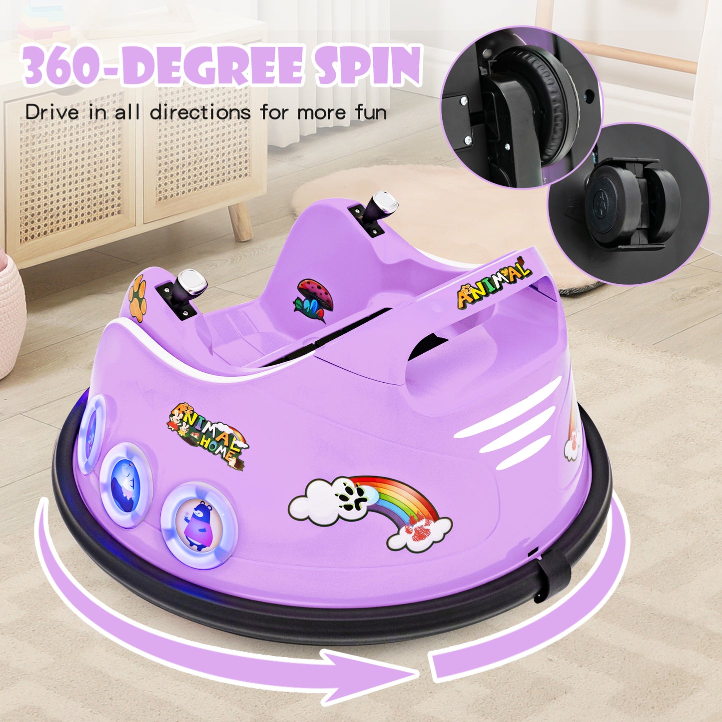 12V Electric Ride On Car With Remote, Purple