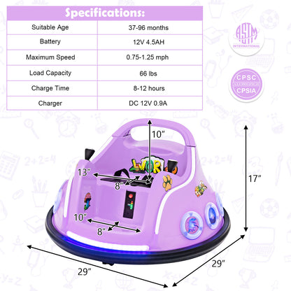 12V Electric Ride On Car With Remote, Purple