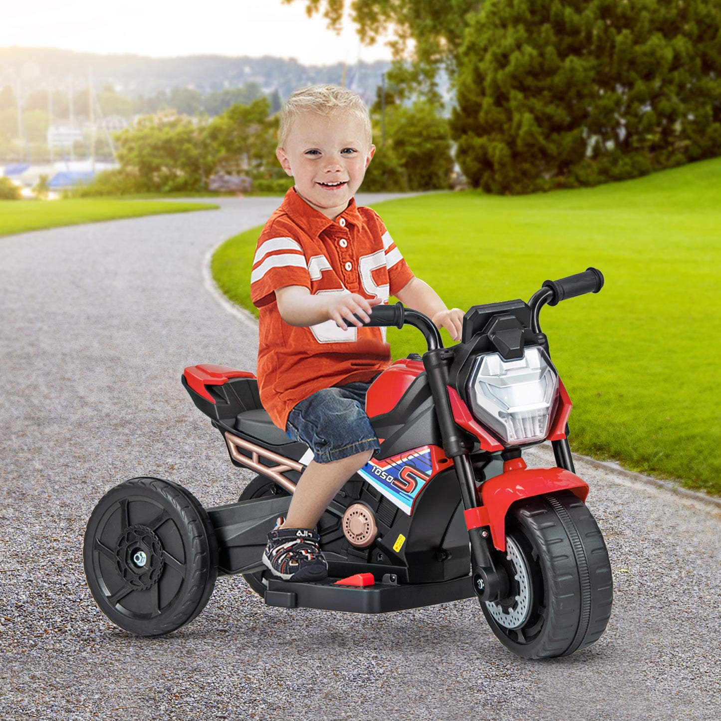 Kids Ride-on Motorcycle 6V Battery Powered Motorbike with Detachable Training Wheels, Red Powered Ride On Toys at Gallery Canada