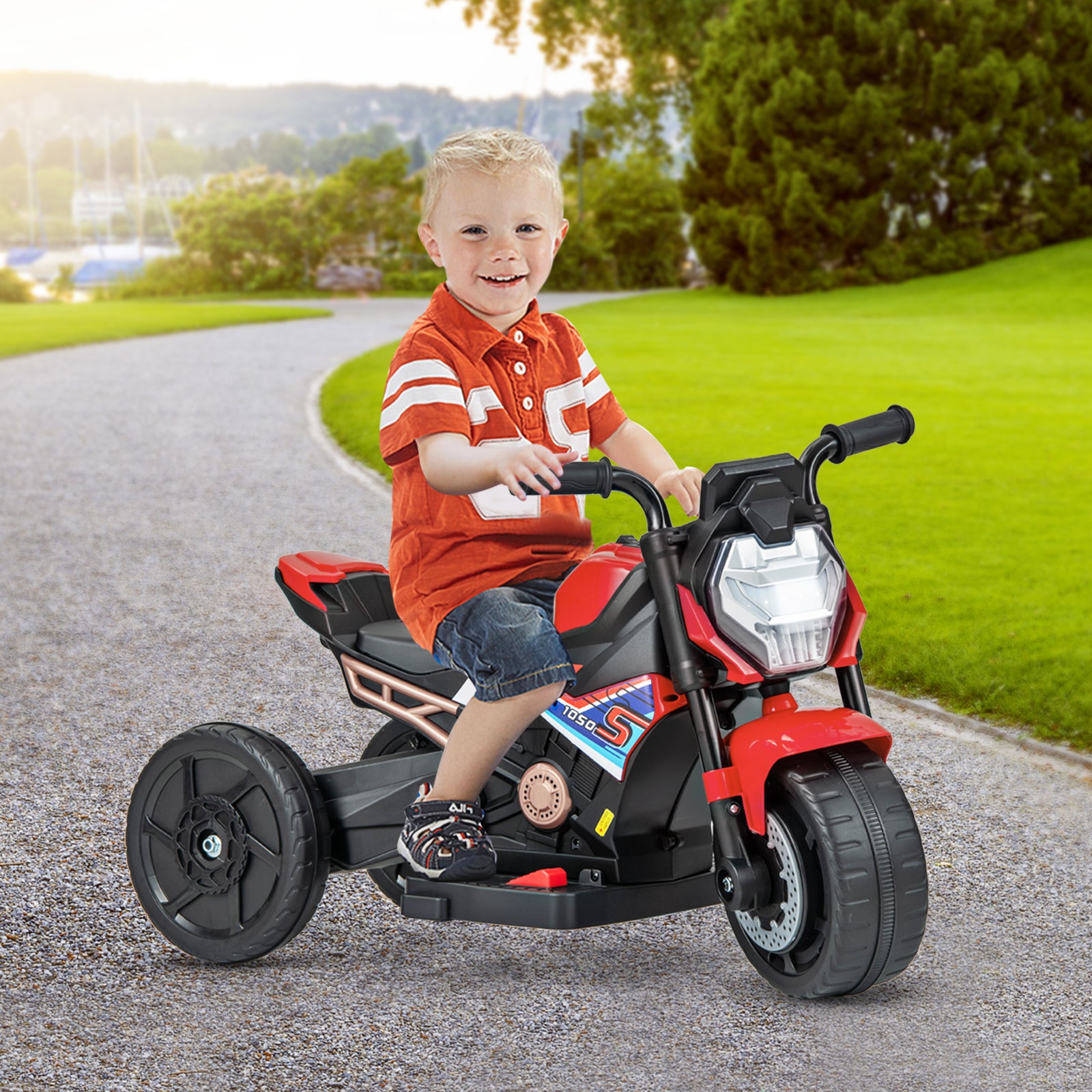 Kids Ride-on Motorcycle 6V Battery Powered Motorbike with Detachable Training Wheels, Red Powered Ride On Toys at Gallery Canada