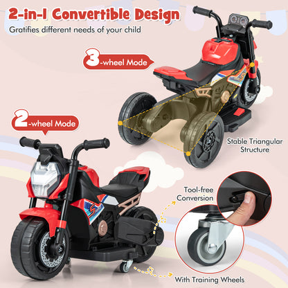 Kids Ride-on Motorcycle 6V Battery Powered Motorbike with Detachable Training Wheels, Red Powered Ride On Toys at Gallery Canada