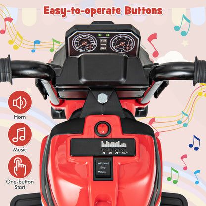 Kids Ride-on Motorcycle 6V Battery Powered Motorbike with Detachable Training Wheels, Red Powered Ride On Toys at Gallery Canada