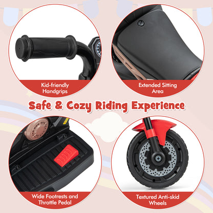 Kids Ride-on Motorcycle 6V Battery Powered Motorbike with Detachable Training Wheels, Red Powered Ride On Toys at Gallery Canada