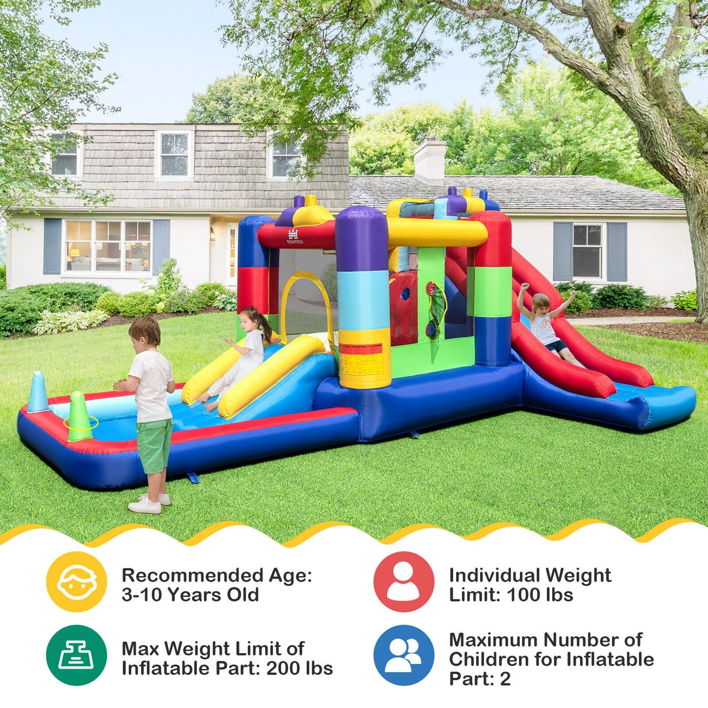 Inflatable Bounce House with 680W Blower and Ball Pit, Multicolor - Gallery Canada