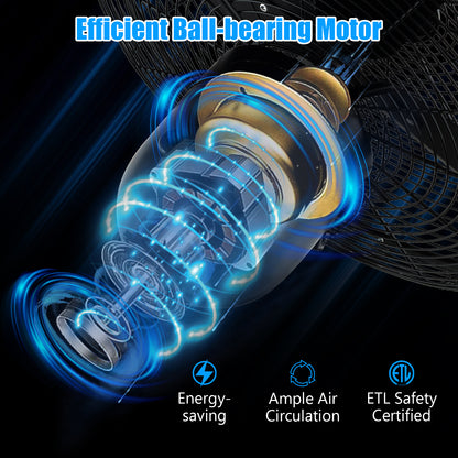 16 Inch Pedestal Standing Fan Oscillating Pedestal Fan with 3 Speeds and Adjustable Height, Black Fans at Gallery Canada