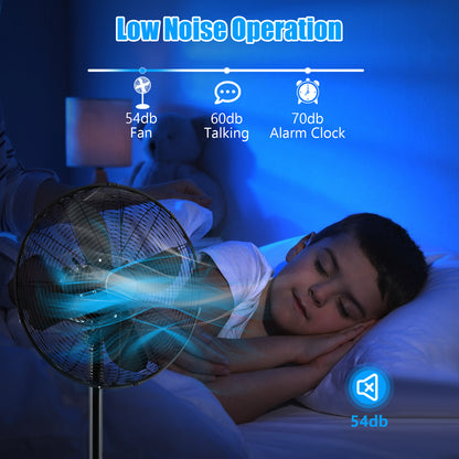 16 Inch Pedestal Standing Fan Oscillating Pedestal Fan with 3 Speeds and Adjustable Height, Black Fans at Gallery Canada