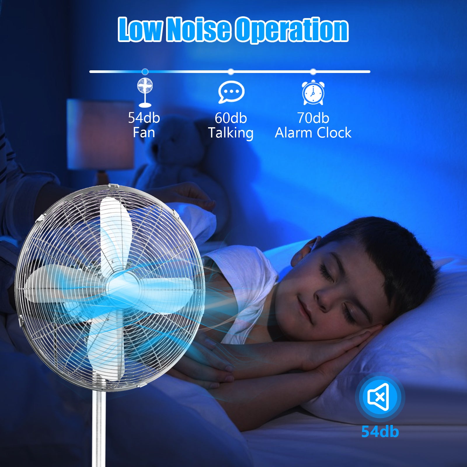 16 Inch Pedestal Standing Fan Oscillating Pedestal Fan with 3 Speeds and Adjustable Height, Silver Fans at Gallery Canada