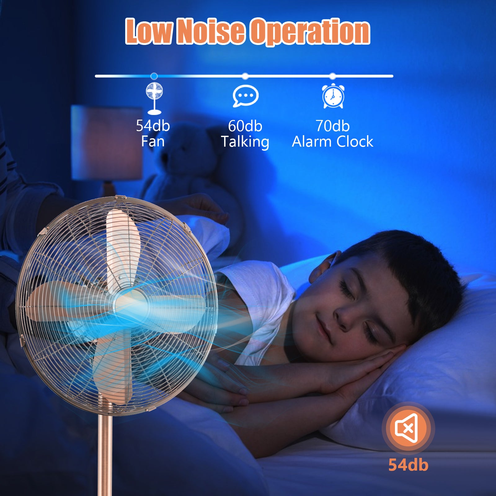 16 Inch Pedestal Standing Fan Oscillating Pedestal Fan with 3 Speeds and Adjustable Height, Copper Fans at Gallery Canada