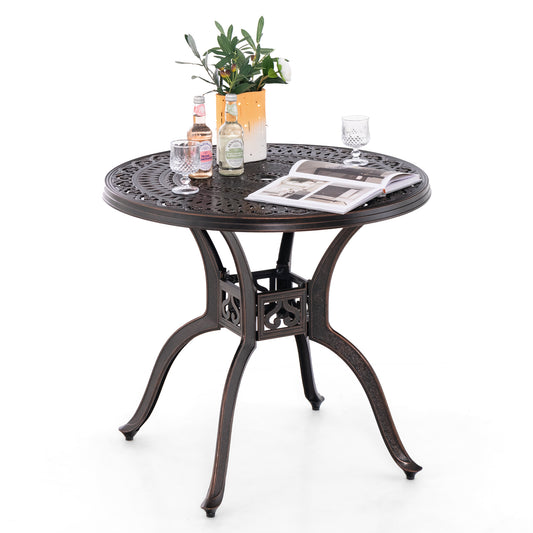 31.5 Inch Cast Aluminum Round Patio Dining Table, Copper Patio Dining Tables Copper at Gallery Canada