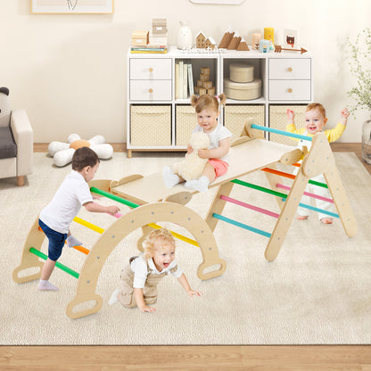 5-In-1 Wooden Kids Climber Toys, Triangle Arch Ramp, Multicolor Climbers & Slides at Gallery Canada