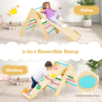 5-In-1 Wooden Kids Climber Toys, Triangle Arch Ramp, Multicolor Climbers & Slides at Gallery Canada