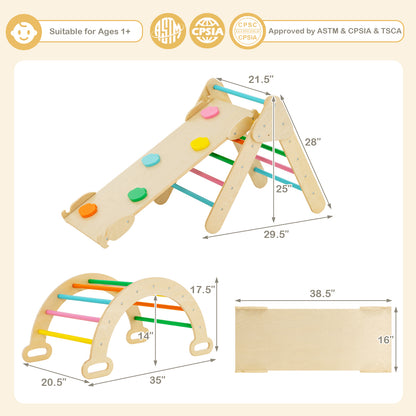 5-In-1 Wooden Kids Climber Toys, Triangle Arch Ramp, Multicolor Climbers & Slides at Gallery Canada