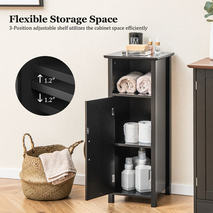Bathroom Storage Organizer with 2-Tier Cabinet, Black
