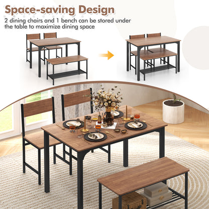 Rustic Dining Table Set, 4 Pieces, Brown Dining Room Sets at Gallery Canada