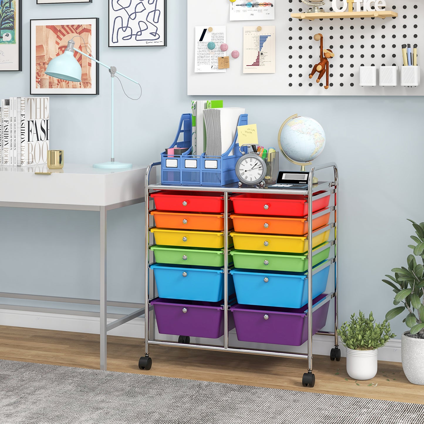 12 Drawers Rolling Cart Storage Scrapbook Paper Organizer Bins, Multicolor File Cabinets at Gallery Canada