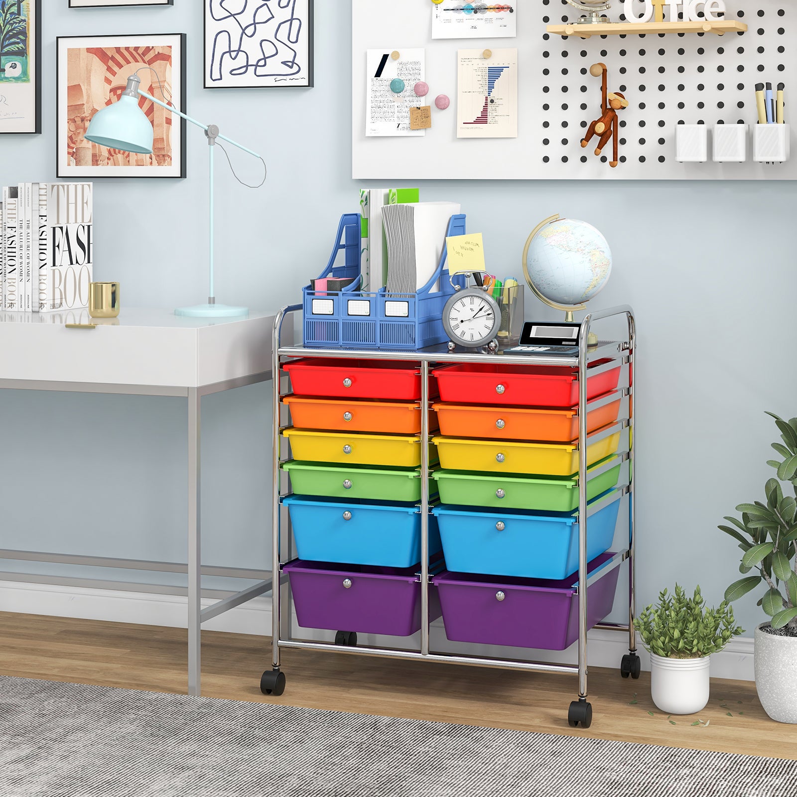 12 Drawers Rolling Cart Storage Scrapbook Paper Organizer Bins, Multicolor File Cabinets at Gallery Canada