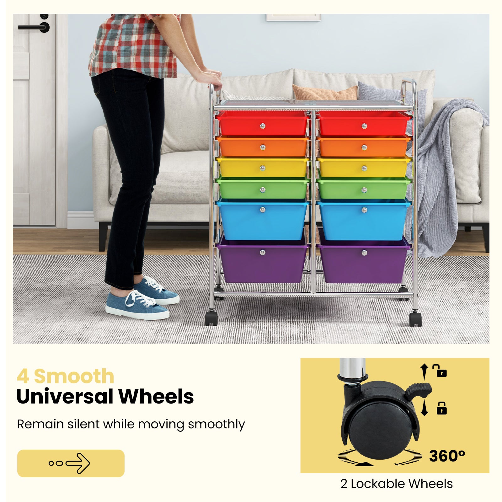 12 Drawers Rolling Cart Storage Scrapbook Paper Organizer Bins, Multicolor File Cabinets at Gallery Canada