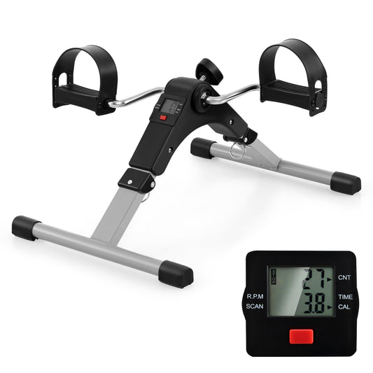 Under Desk Exercise Bike Pedal Exerciser with LCD Display for Legs and Arms Workout, Black