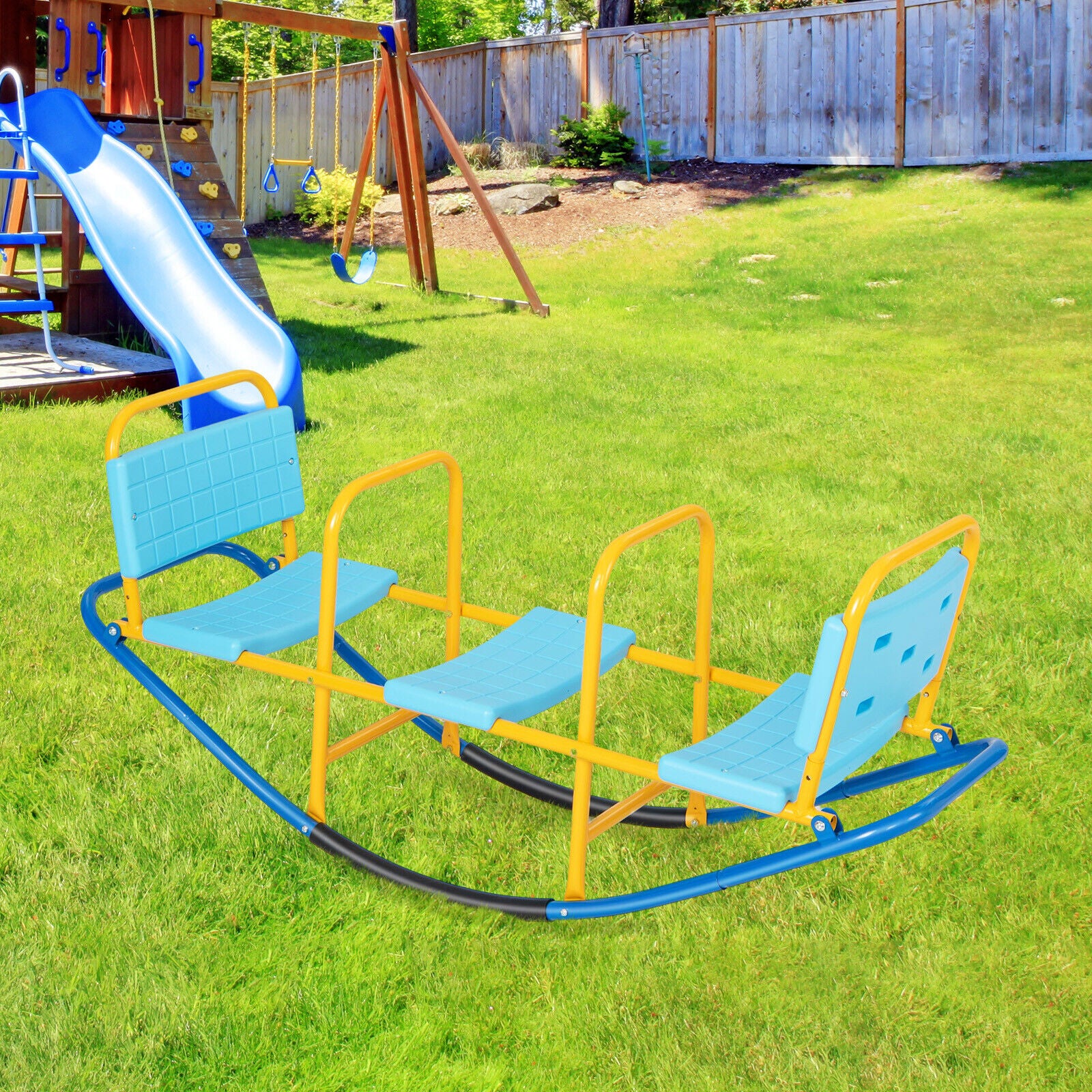 Outdoor Kids Seesaw Swivel Teeter for 3 to 8 Years Old, Blue Seesaws at Gallery Canada