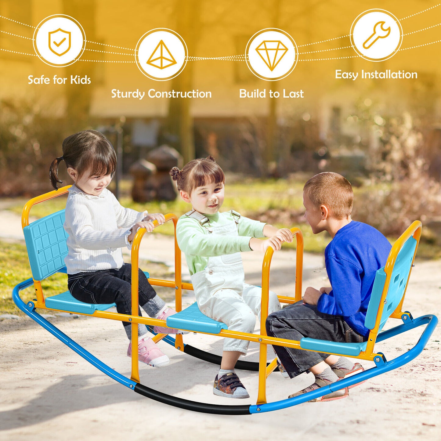 Outdoor Kids Seesaw Swivel Teeter for 3 to 8 Years Old, Blue Seesaws at Gallery Canada