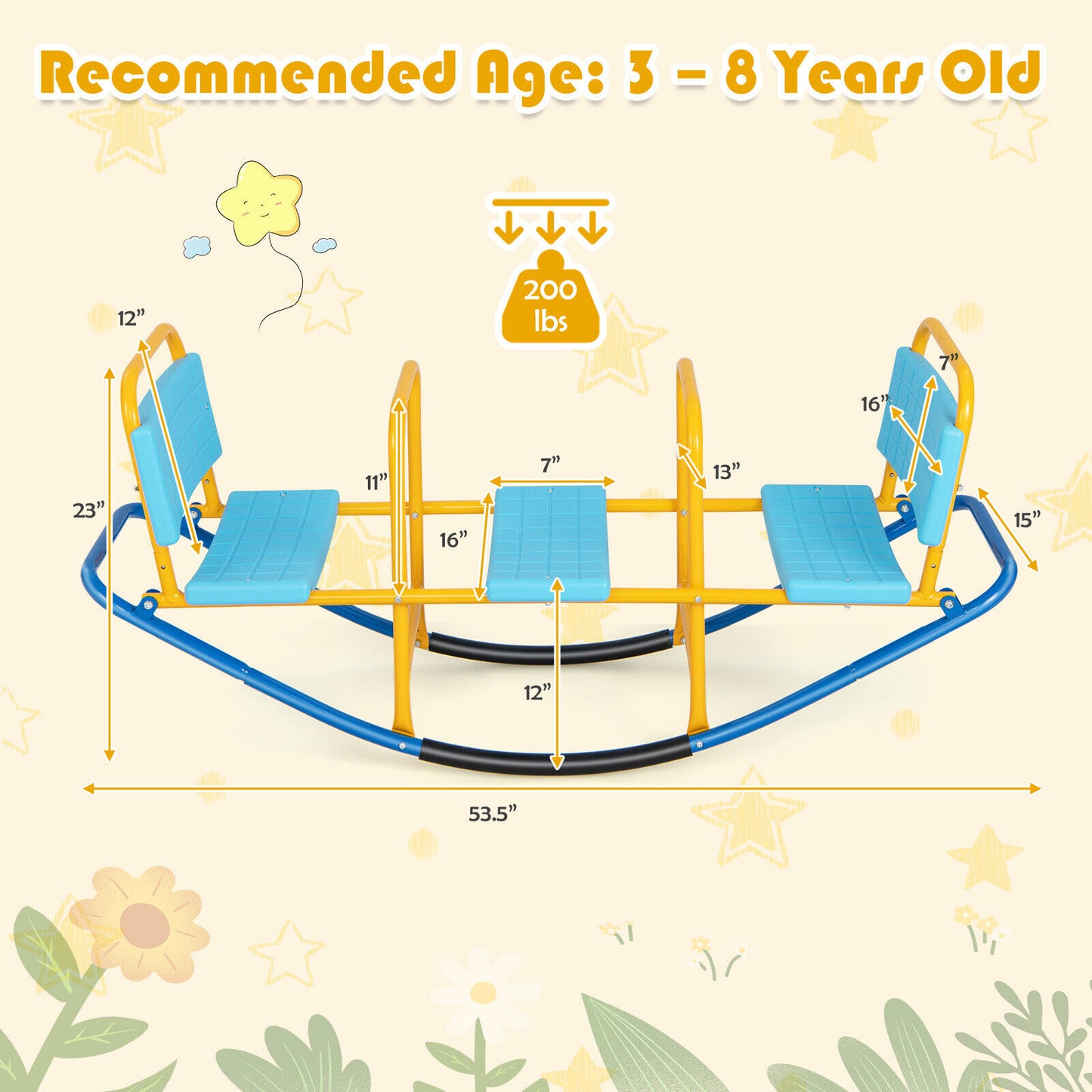 Outdoor Kids Seesaw Swivel Teeter for 3 to 8 Years Old, Blue Seesaws at Gallery Canada