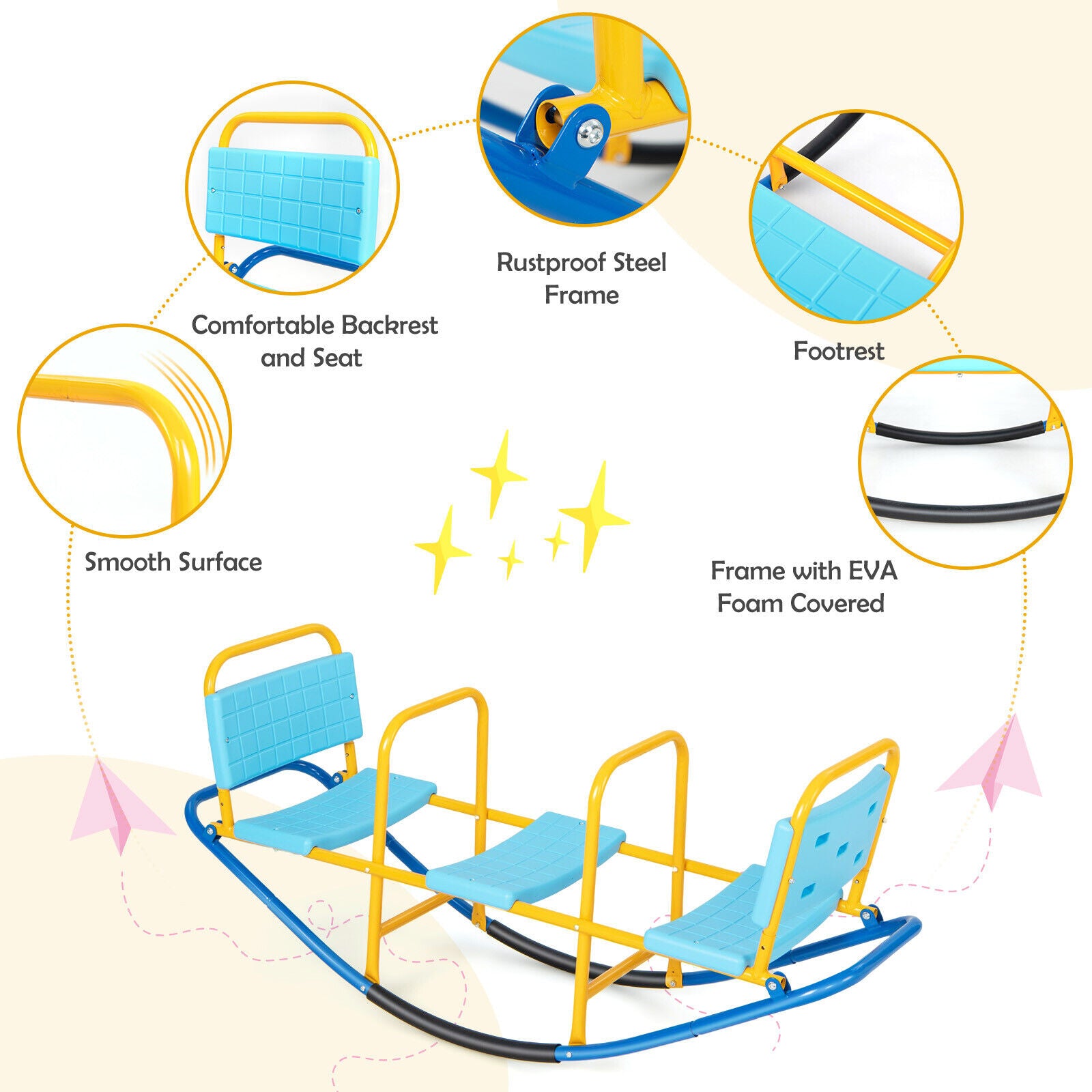 Outdoor Kids Seesaw Swivel Teeter for 3 to 8 Years Old, Blue Seesaws at Gallery Canada