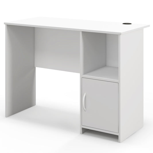 Modern Computer Desk with Cabinet, White - Gallery Canada