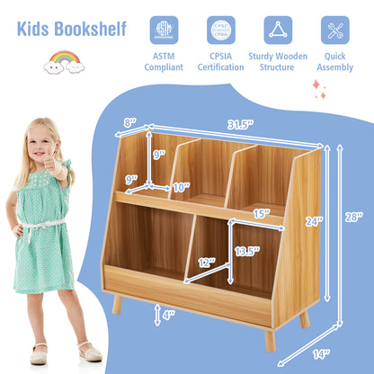 5-Cube Kids Bookshelf and Toy Organizer with Anti-Tipping Kits, Natural Bookcases at Gallery Canada