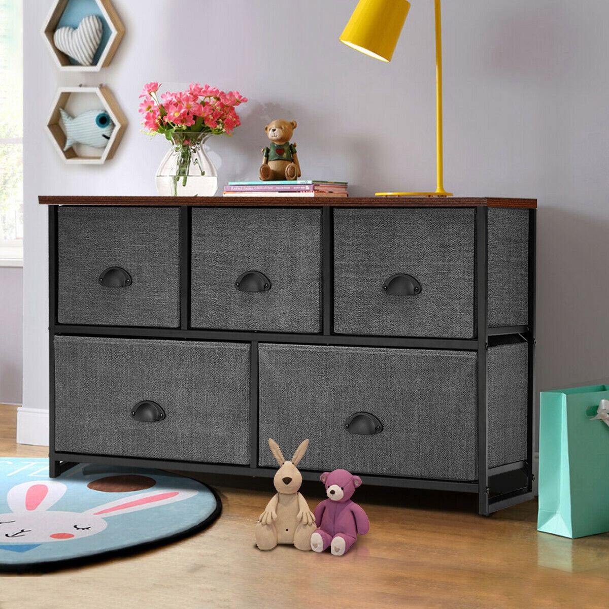 Wood Dresser Storage Unit Side Table Display Organizer, Gray Dressers & Chests at Gallery Canada