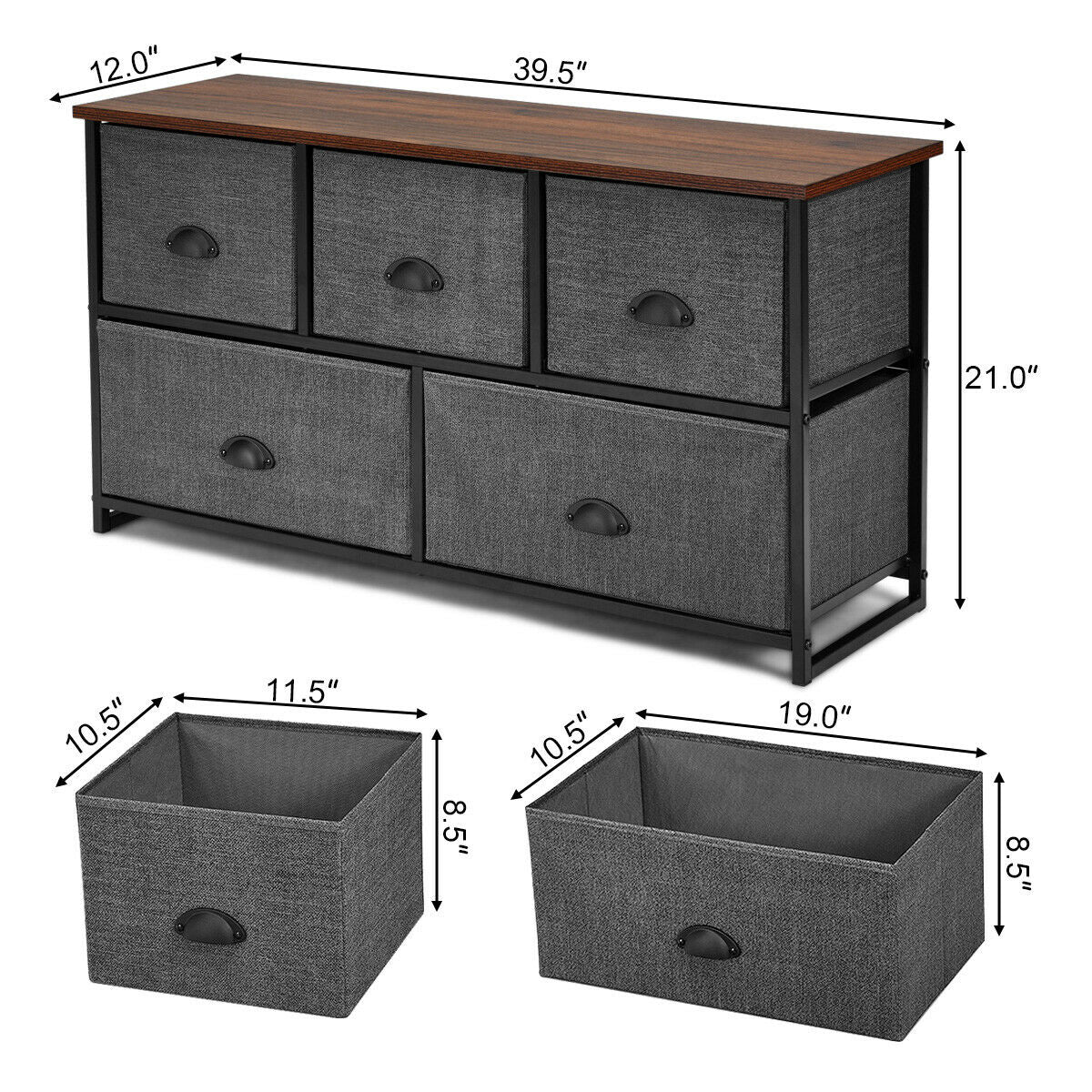 Wood Dresser Storage Unit Side Table Display Organizer, Gray Dressers & Chests at Gallery Canada