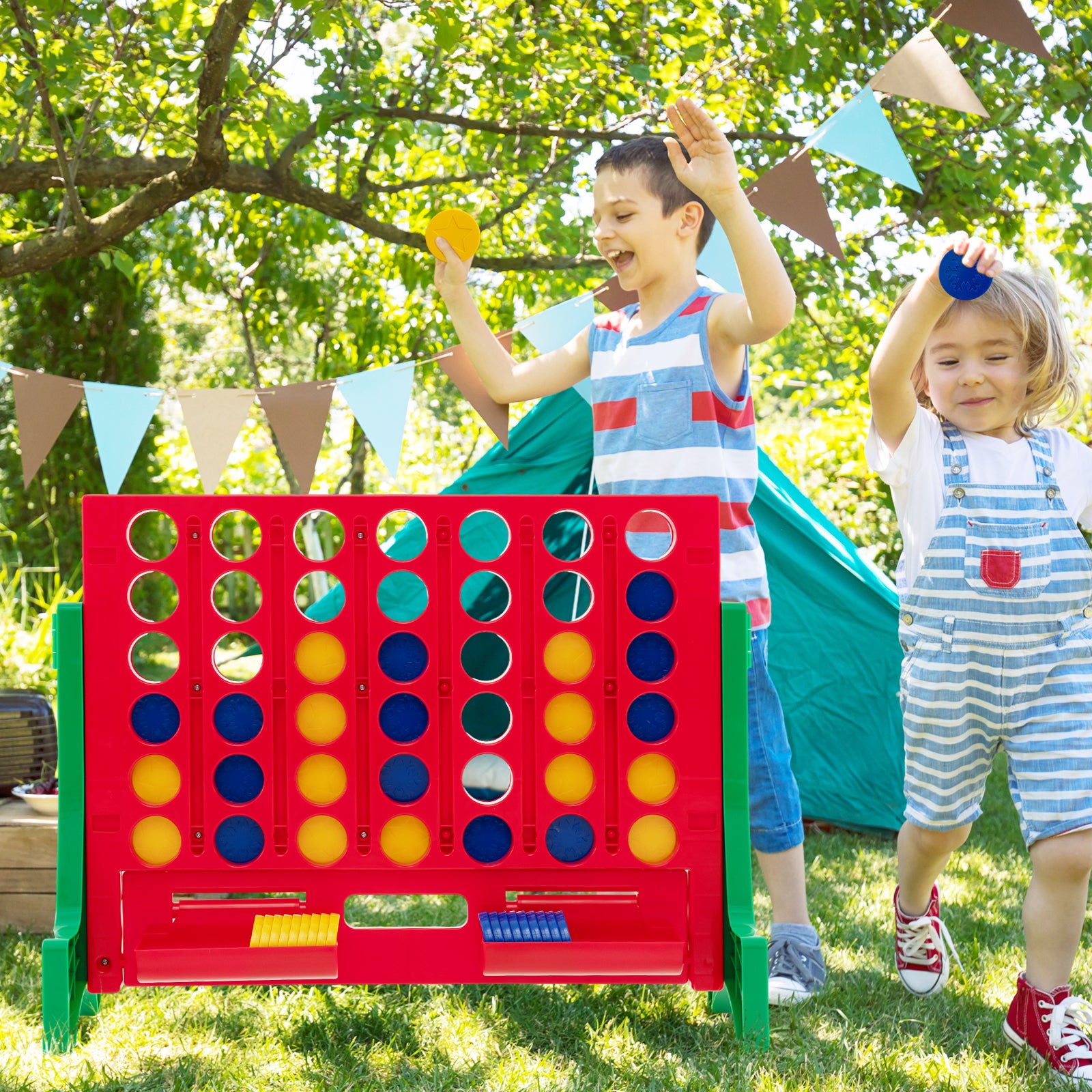 Jumbo 4-to-Score Connect Game Set with Carrying Bag and 42 Coins, Green Lawn Games at Gallery Canada