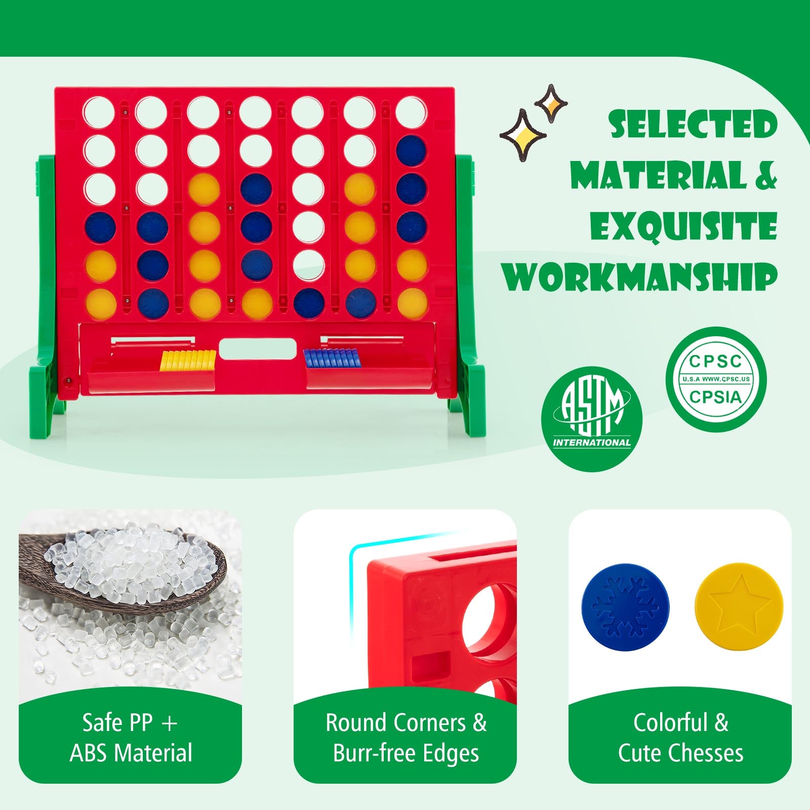 Jumbo 4-to-Score Connect Game Set with Carrying Bag and 42 Coins, Green Lawn Games at Gallery Canada