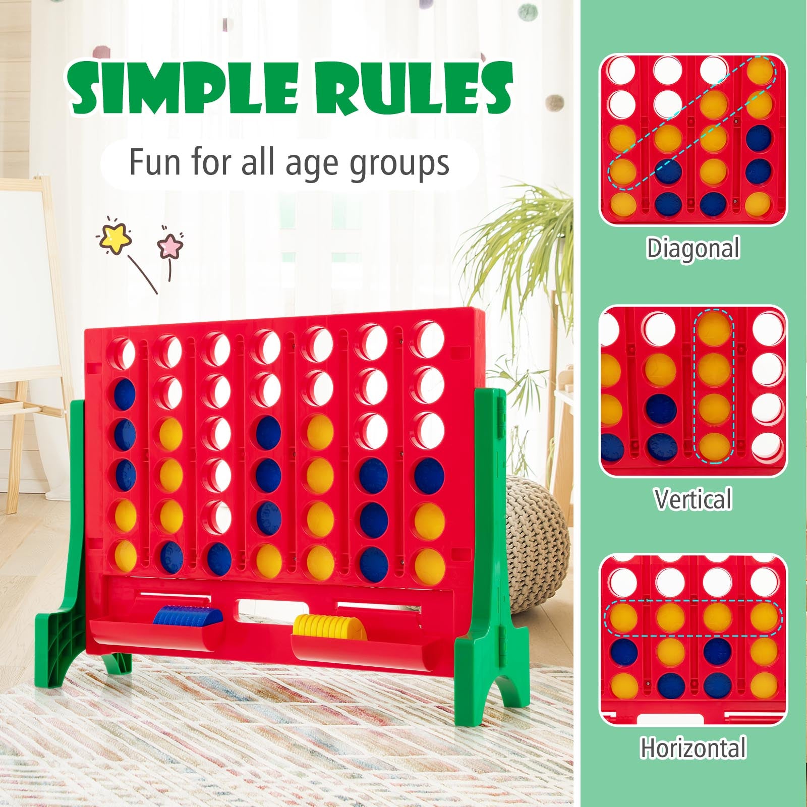 Jumbo 4-to-Score Connect Game Set with Carrying Bag and 42 Coins, Green Lawn Games at Gallery Canada