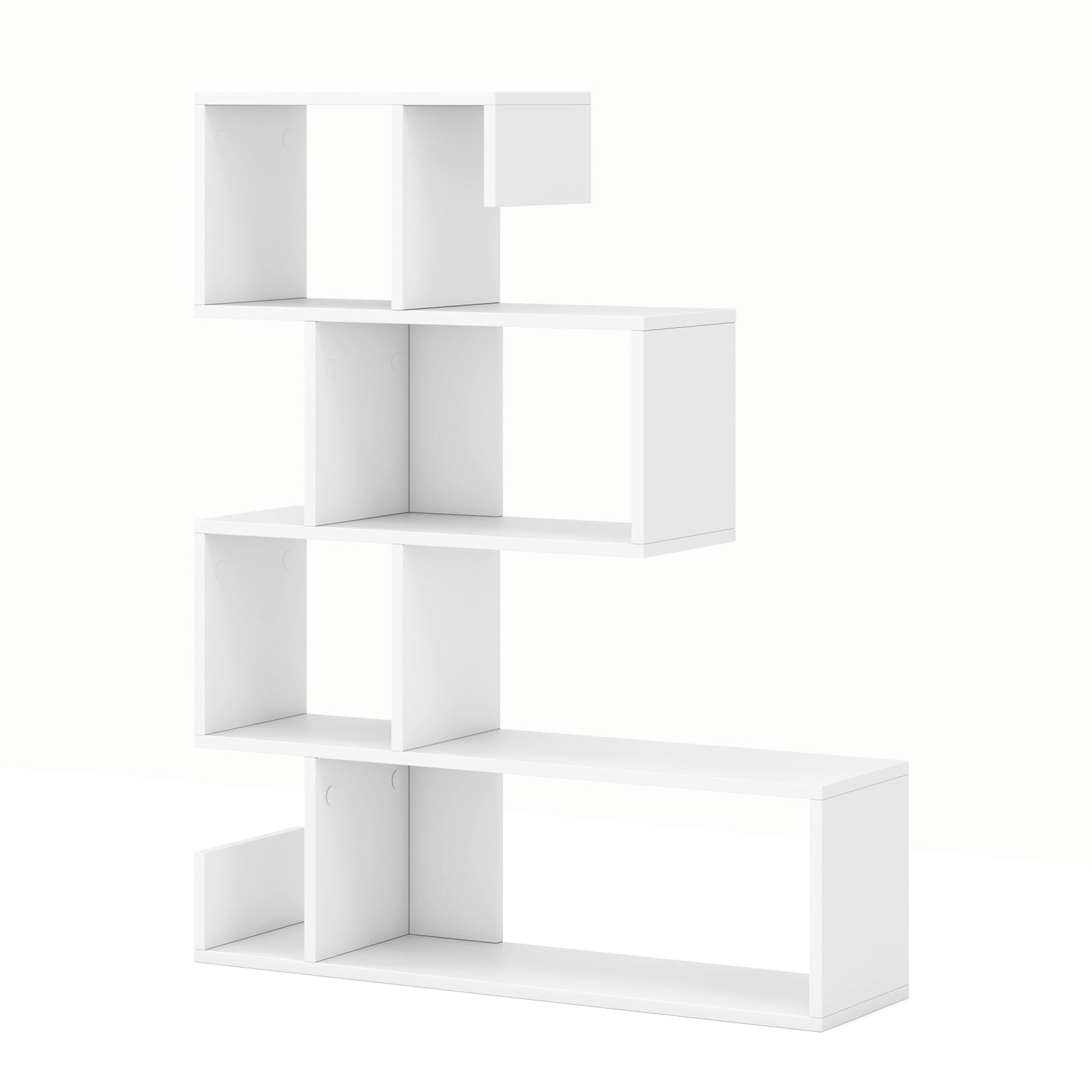 5-Tier S-Shaped Bookshelf Geometric Z-Shelf Bookcase with Open Cubes, White Bookcases White at Gallery Canada